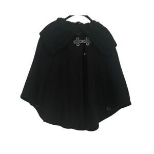 Black Winter Cape with Sweater Collar SMALL